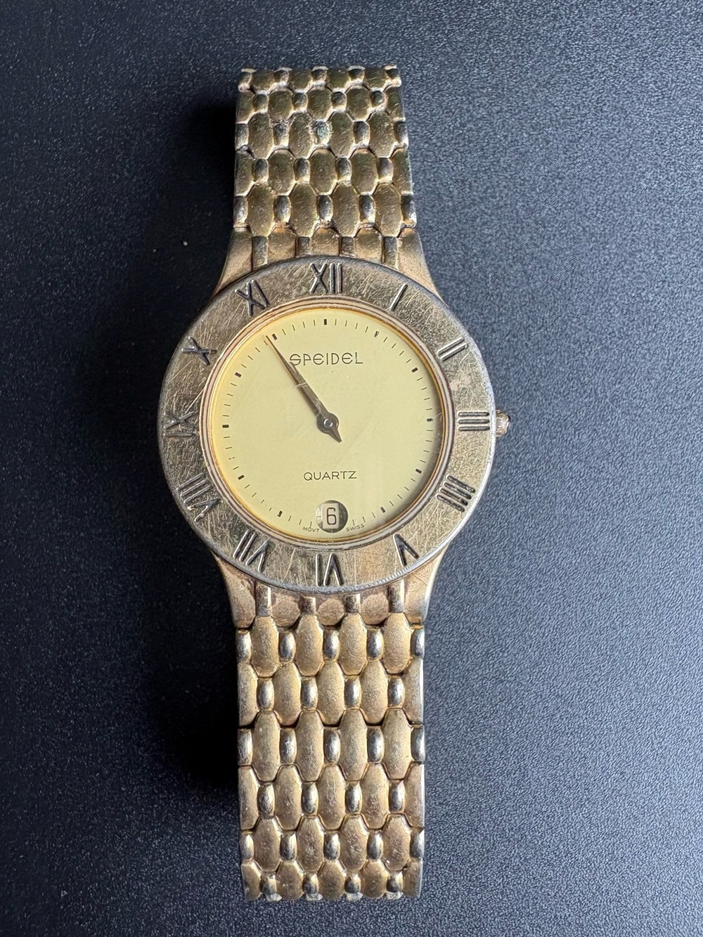 Speidel Gold-Tone Bracelet Quartz Watch with Roman Numerals